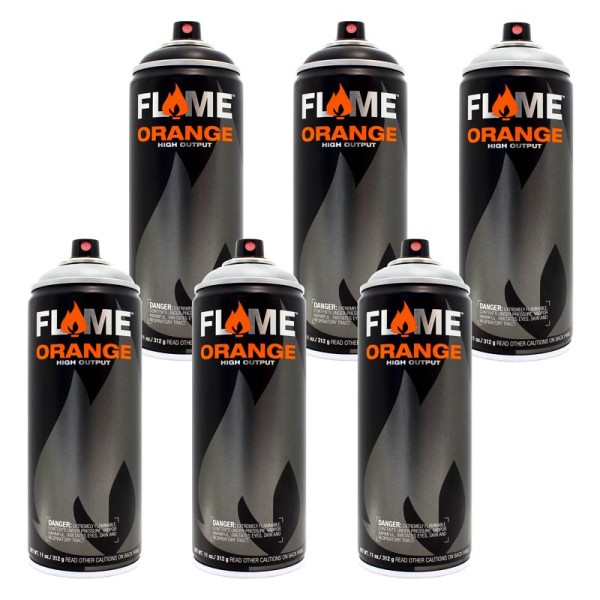 Flame Orange 400ml - 6er Sparpack Schwarz Chrome