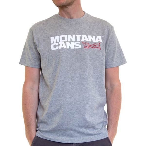 Montana Cans T-Shirt Typo + Logo - Grey Heather