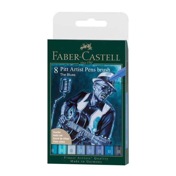 Faber-Castell Pitt Artist Pens Brush The Blues 8er Set