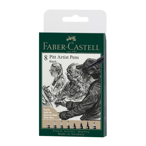 Faber-Castell Pitt Artist Pens 8er Set - Black