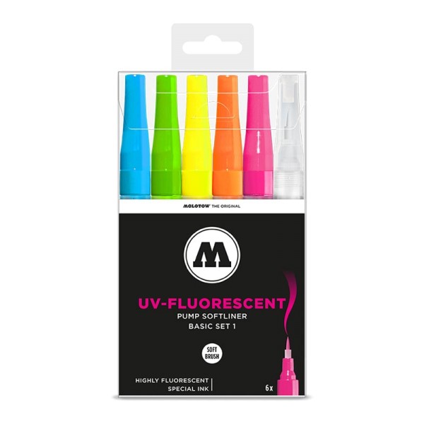 Molotow Marker Grafx UV-Fluorescent Pump Softliner 1mm - Basic Set 1