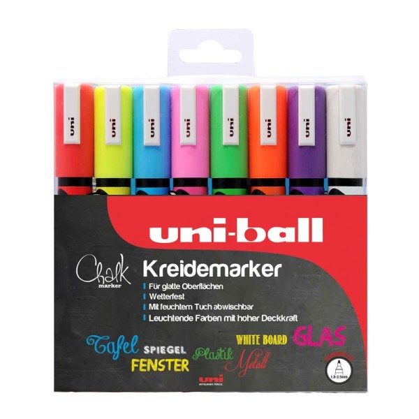 Uni Marker Chalk PWE-5M Chalk Marker Set of 8