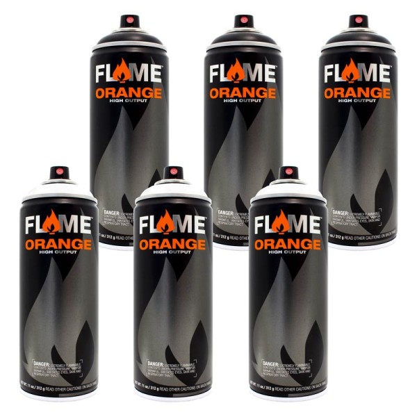 Flame Orange 400ml - 6er Sparpack Schwarz Weiss