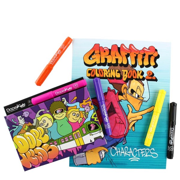 Urban Media - Graffiti Coloring Book #2 Charackters plus Marker Set