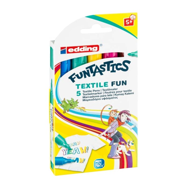 Edding Kindertextil Marker Funtastics Textil Fun - 5er Set